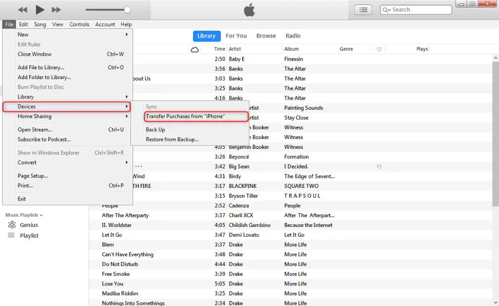 How do I transfer music from iPhone to Android using iTunes?