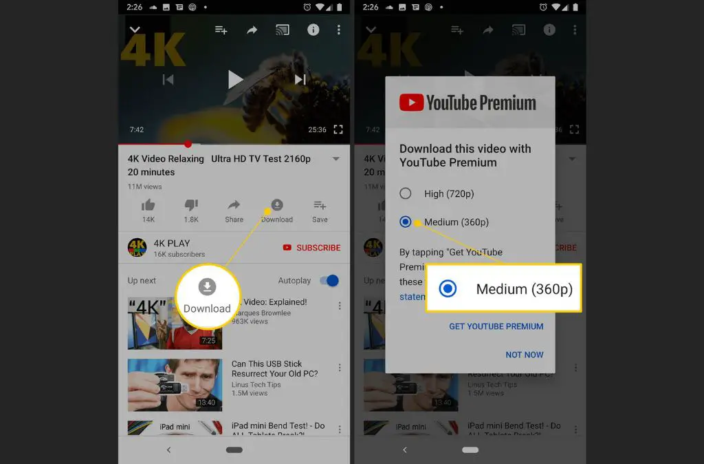 Can you download from YouTube to tablet?