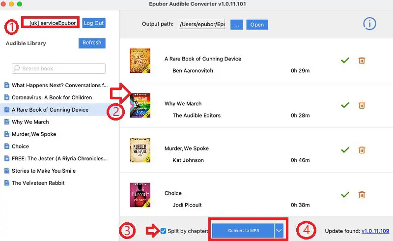 How do I bookmark an audiobook on Android?