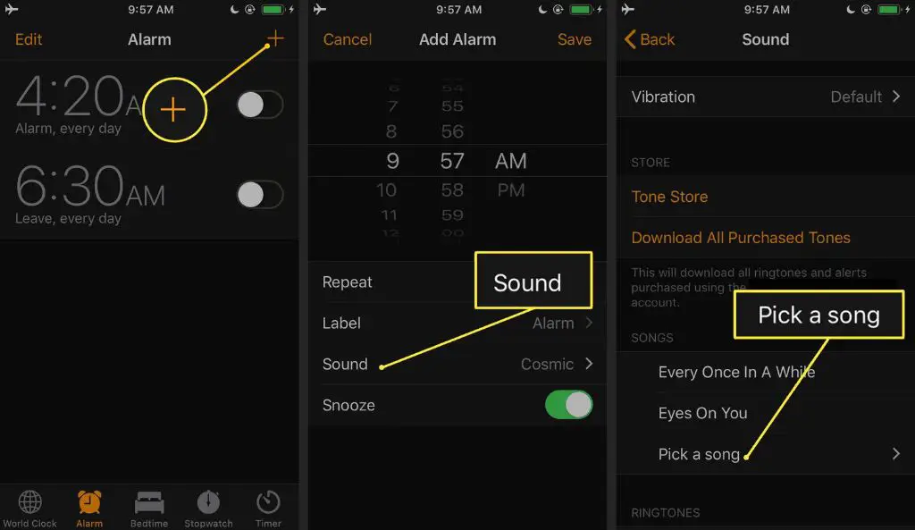 How do I put my own music on my alarm?