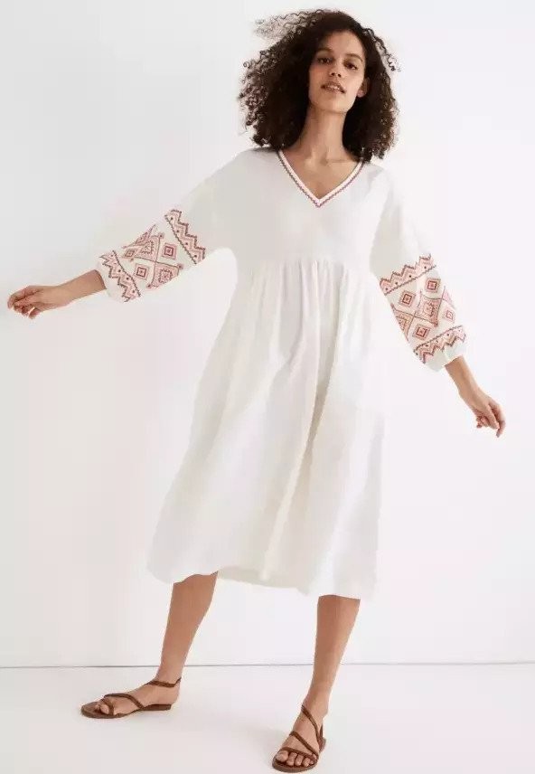 Madewell embroidered midi dress.