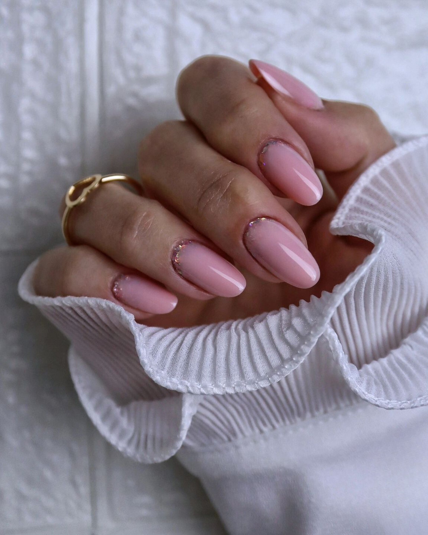 Delicate Pink with Glitter Cuticles