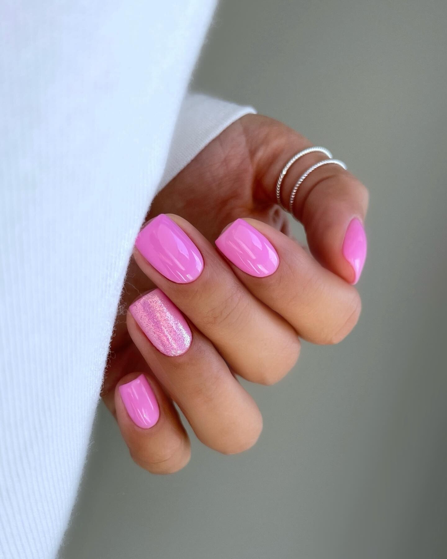 Bold Pink with Glitter Accent