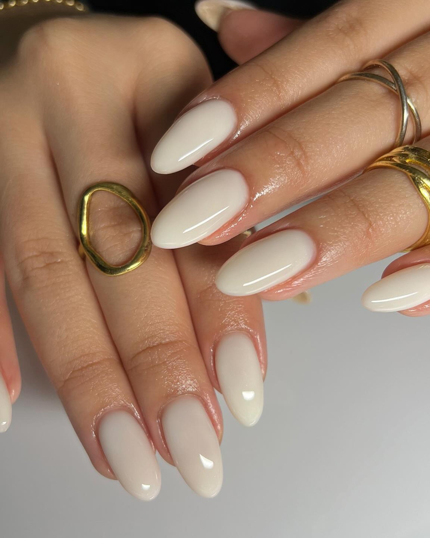 Classic Almond-Shaped White Nails