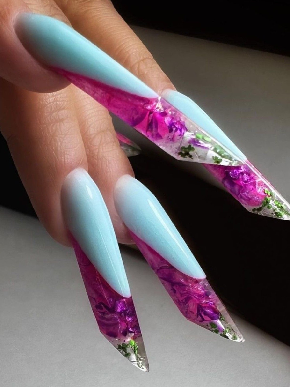 Enchanted Garden: Vivid Botanicals on Transparent Tips