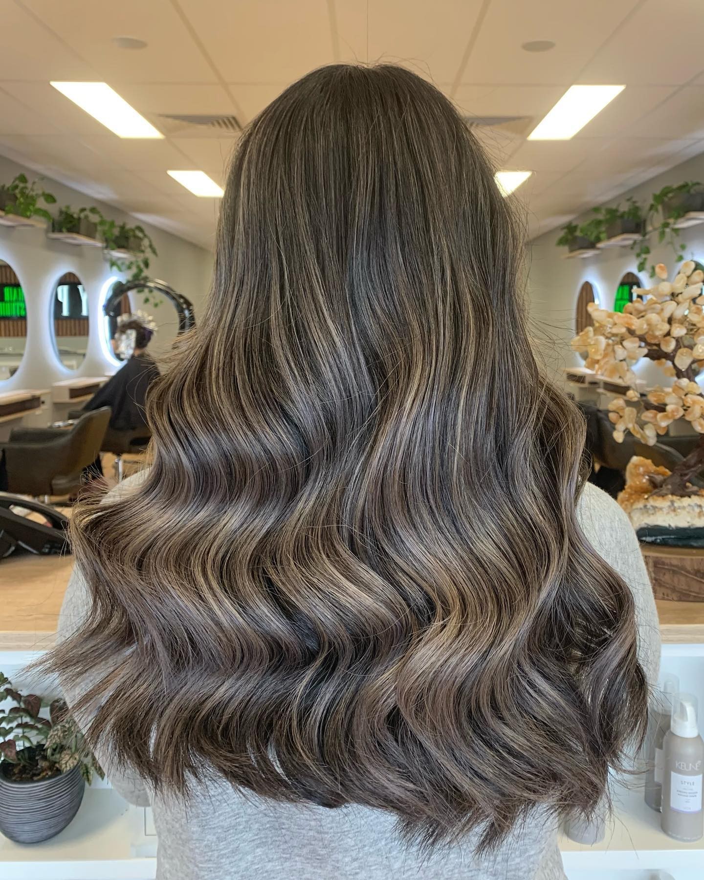 Soft Smokey Ash with Blonde Highlights