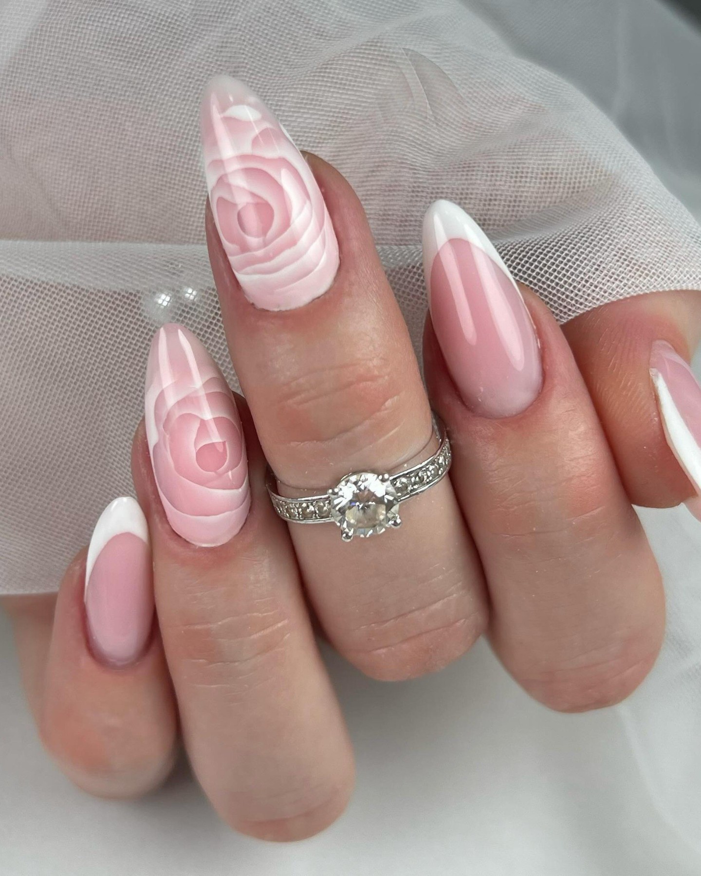 Subtle Pink with 3D Floral Design