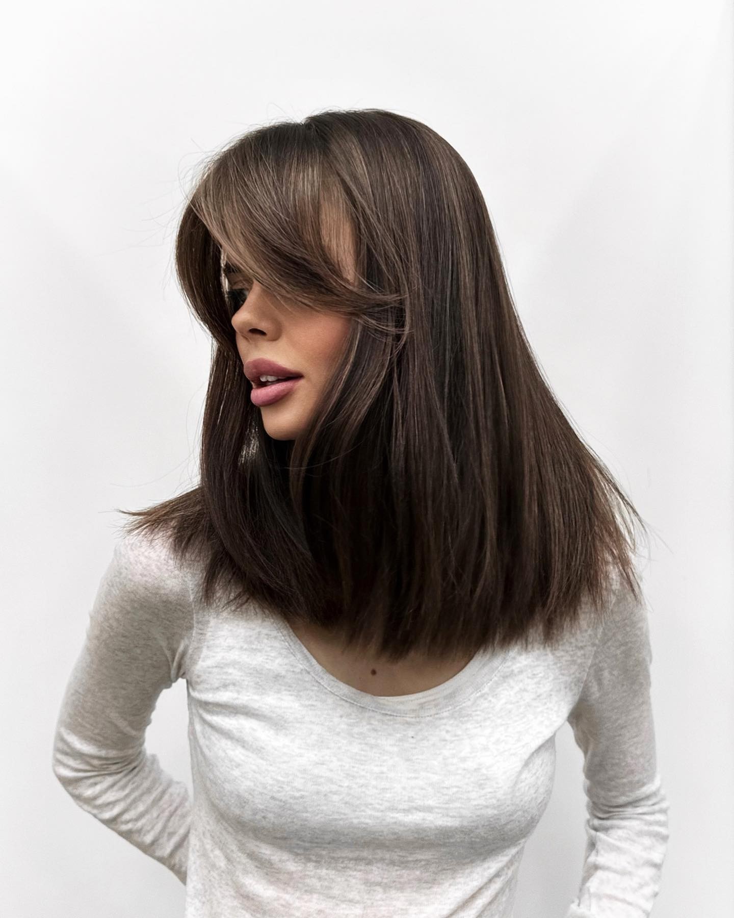 Chic Medium-Length Hair with Light Highlights