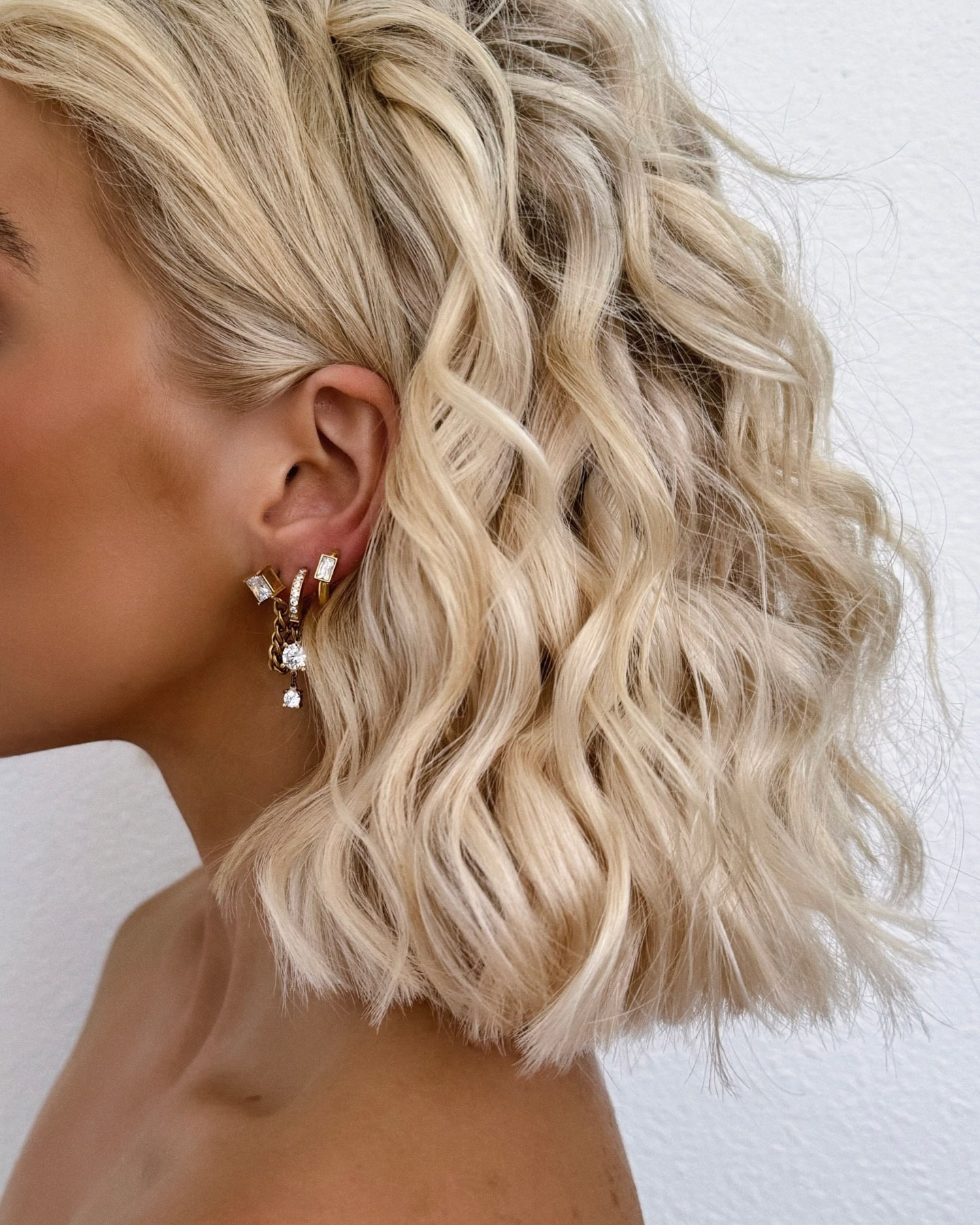 Romantic Curly Updo with Golden Highlights