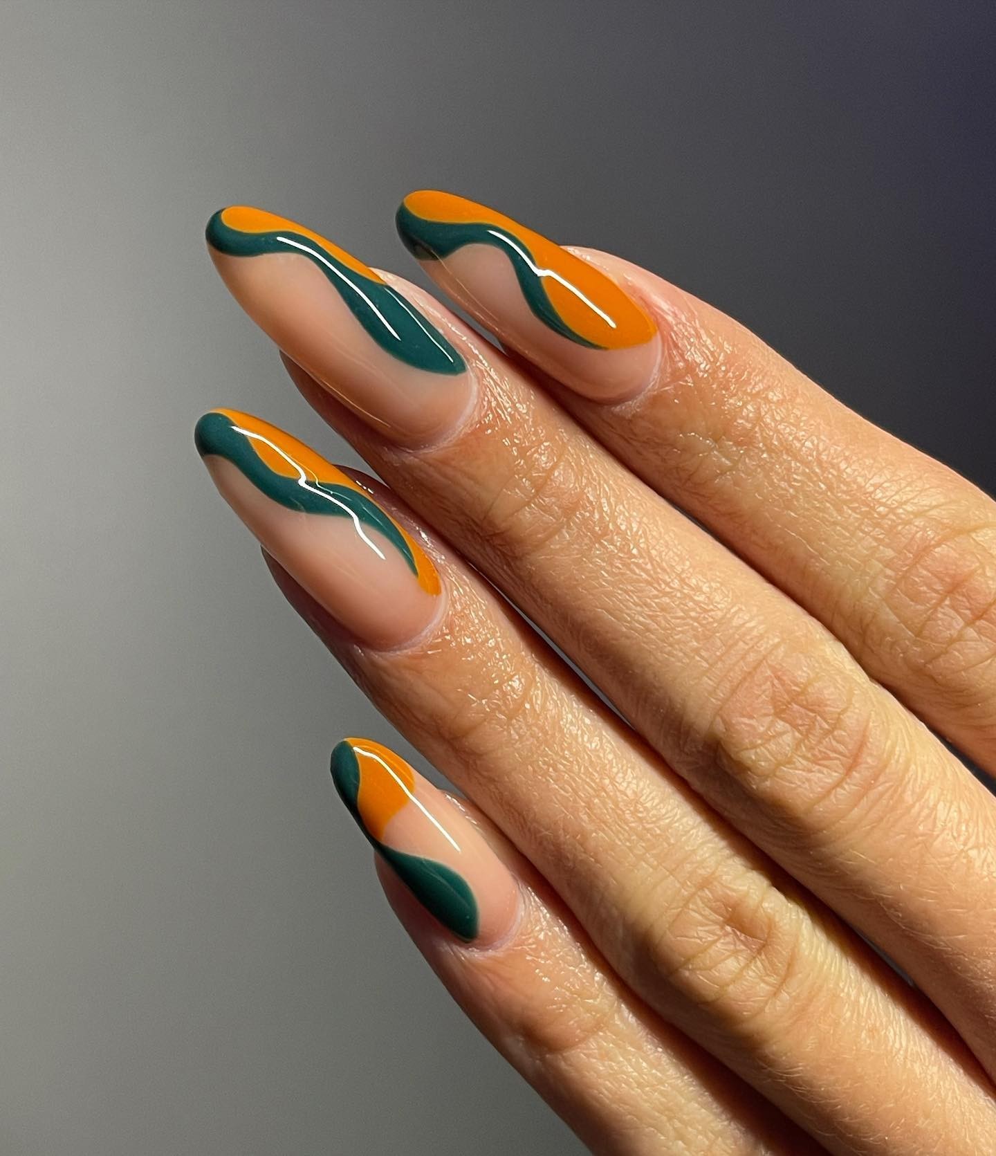 Bold Green and Orange Waves