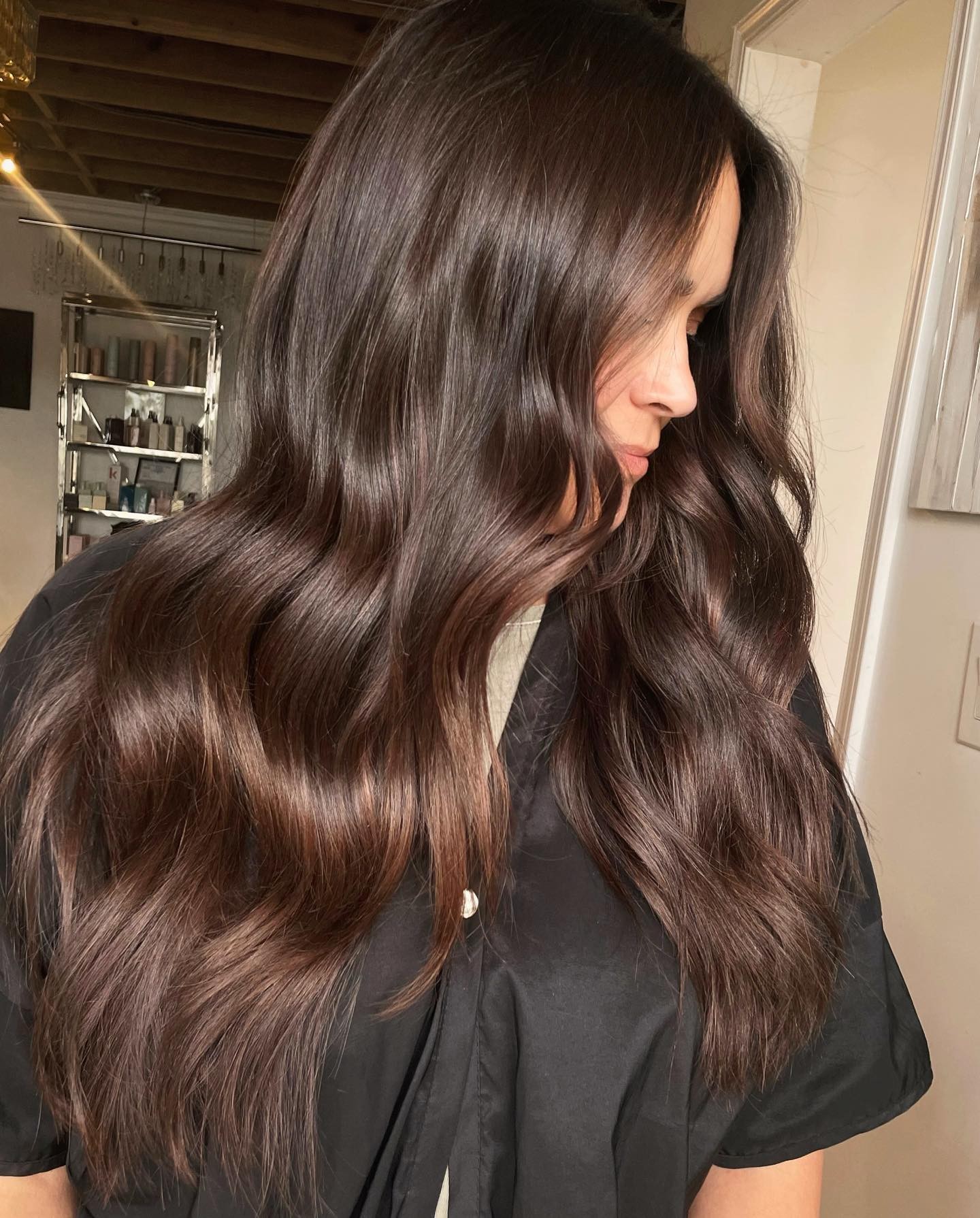 Flowing Chocolate Locks with Glossy Highlights