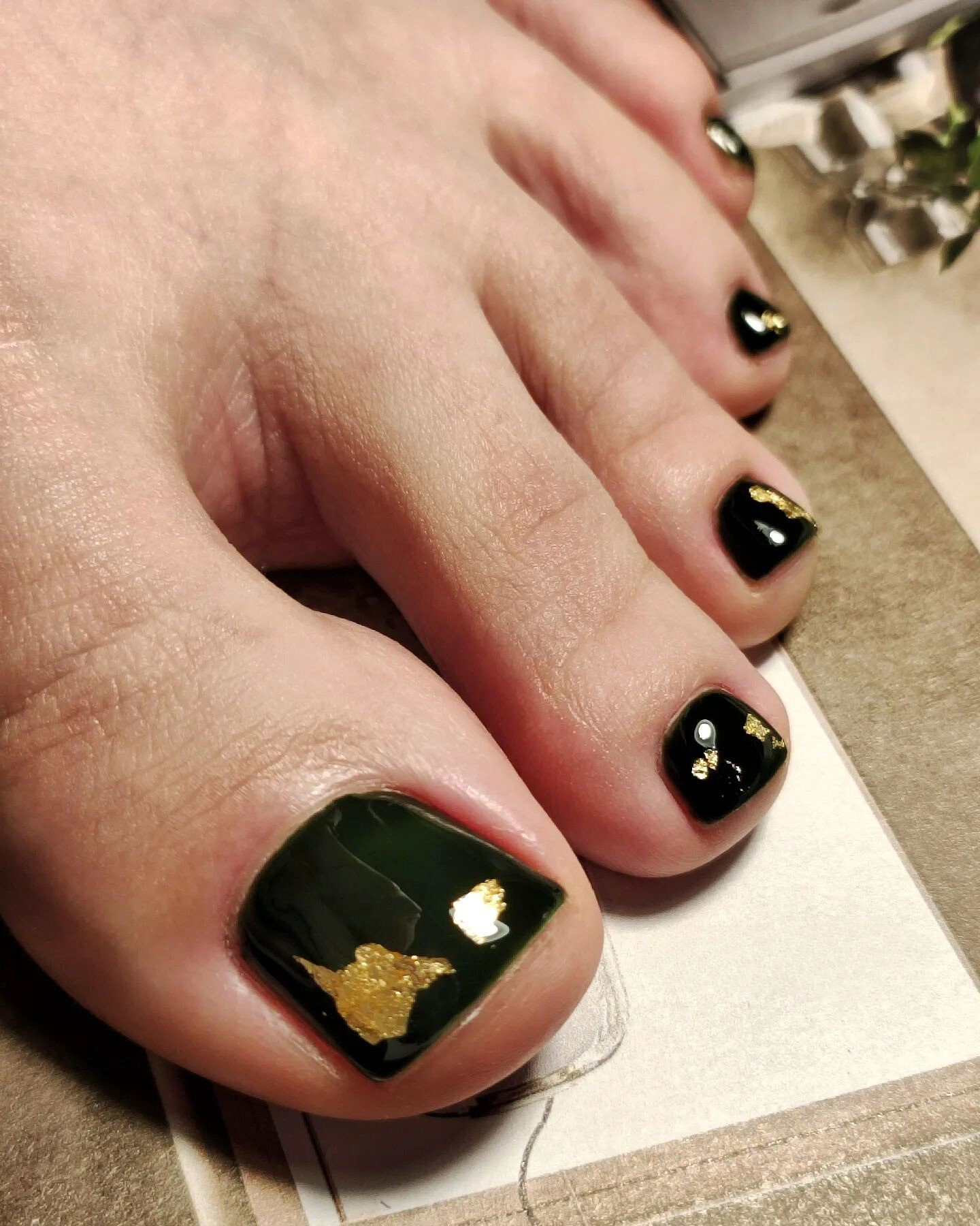 Gold Leaf on Deep Green