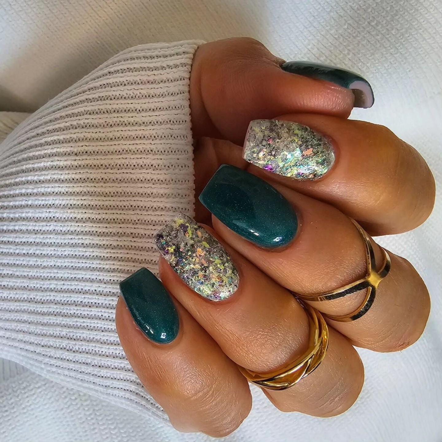 Teal with Holographic Glitter