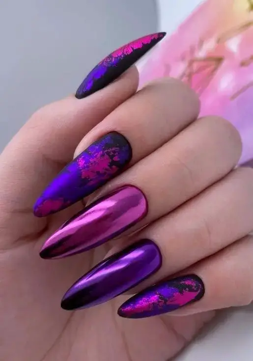 Cosmic Contrast: Black Meets Purple Chrome