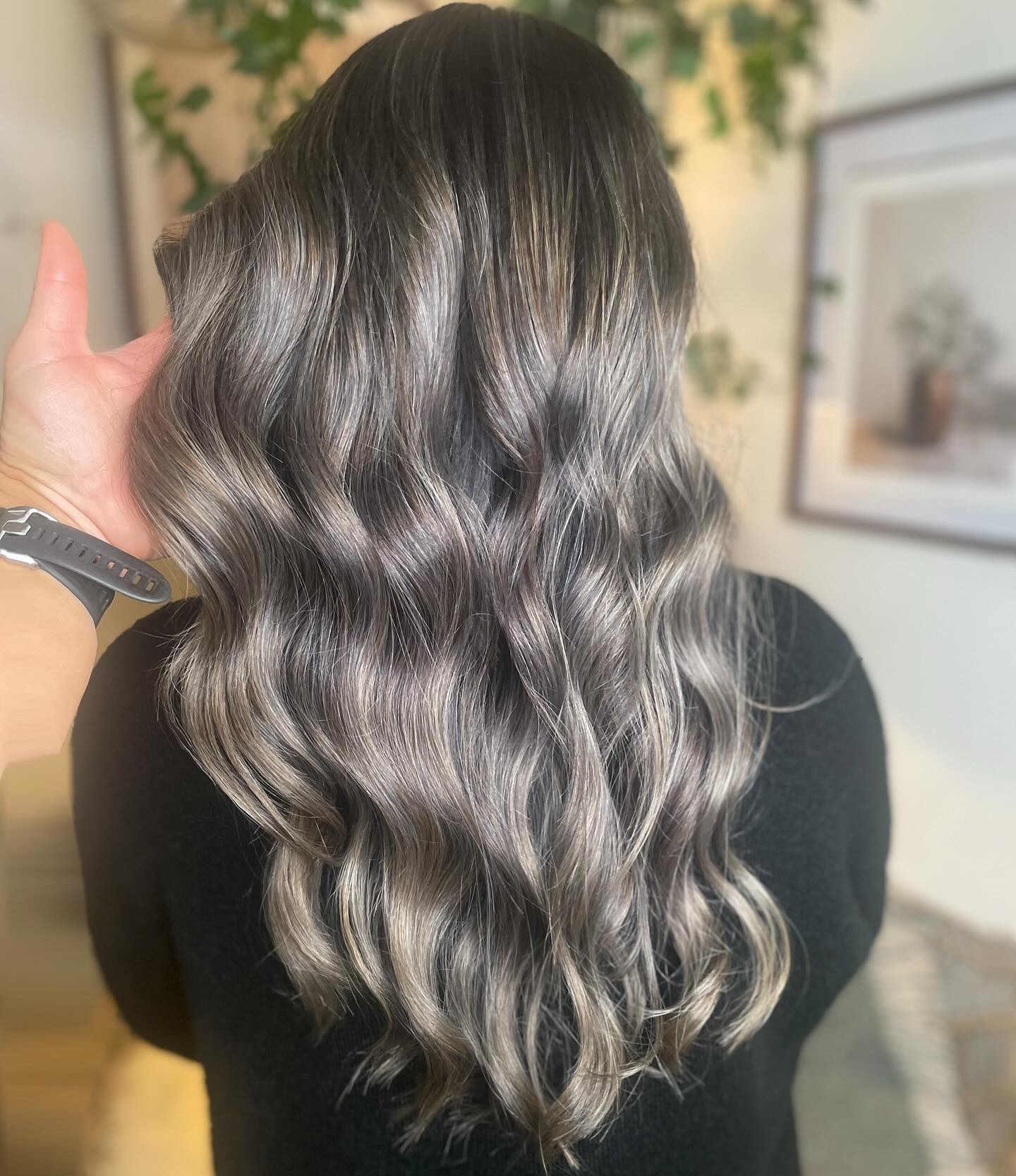 Bold and Beautiful: Long Ash Brown Curls with Highlights