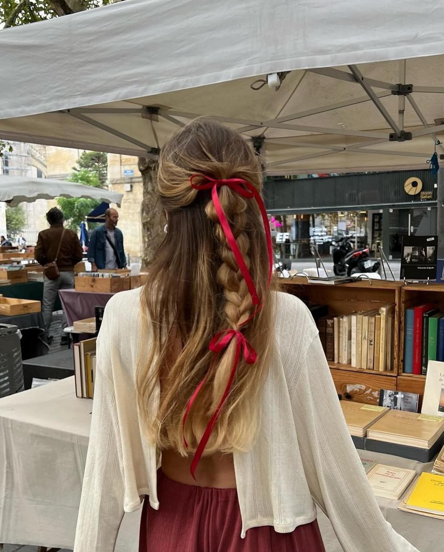 Braided Half-Updo with Ribbon