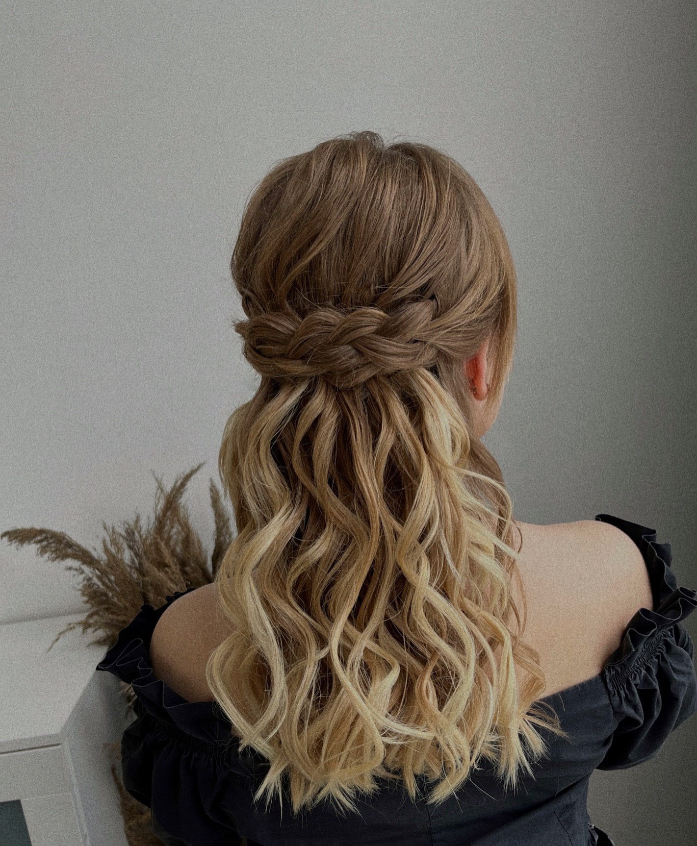 Braided Half-Up Half-Down with Waves