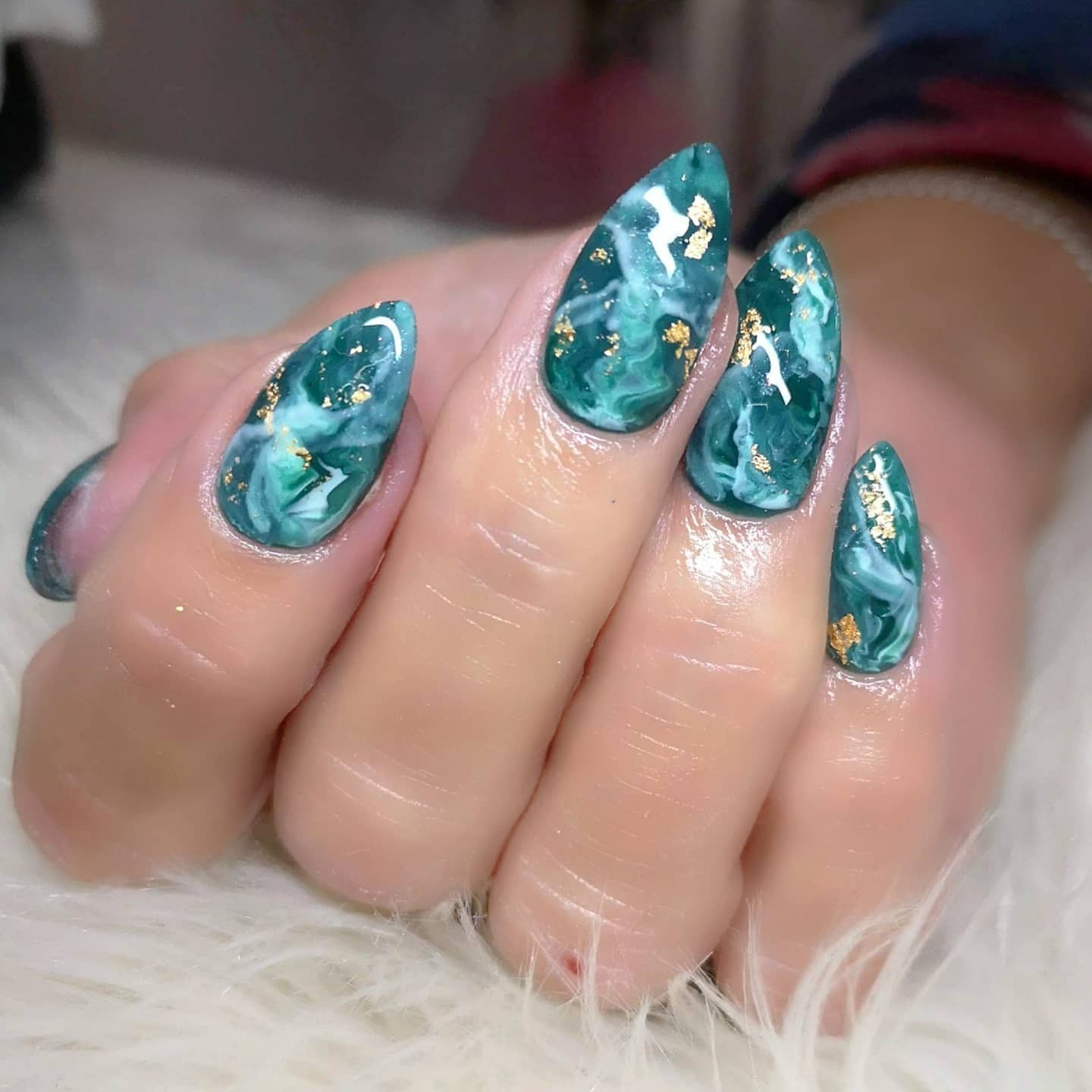 Classic Green Marble Nails