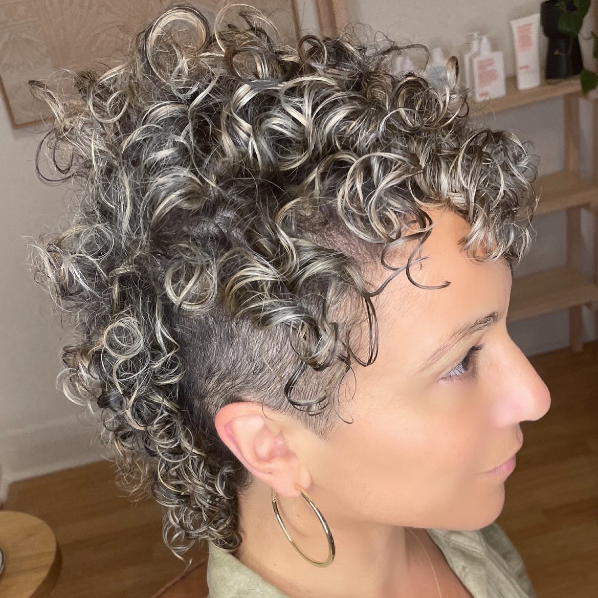 Sophisticated Silver Curls with Tapered Nape