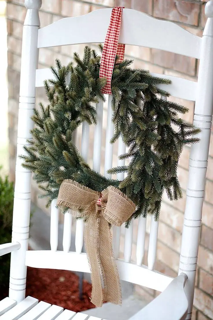 Simple Plaid Burlap Rocking Chair Swag