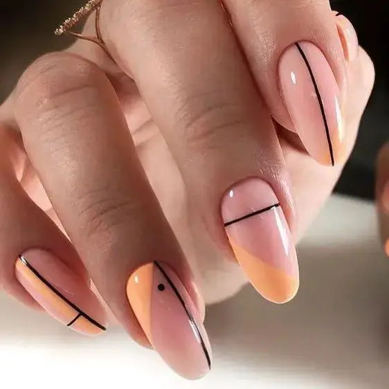 Geometric Orange and Black Accents