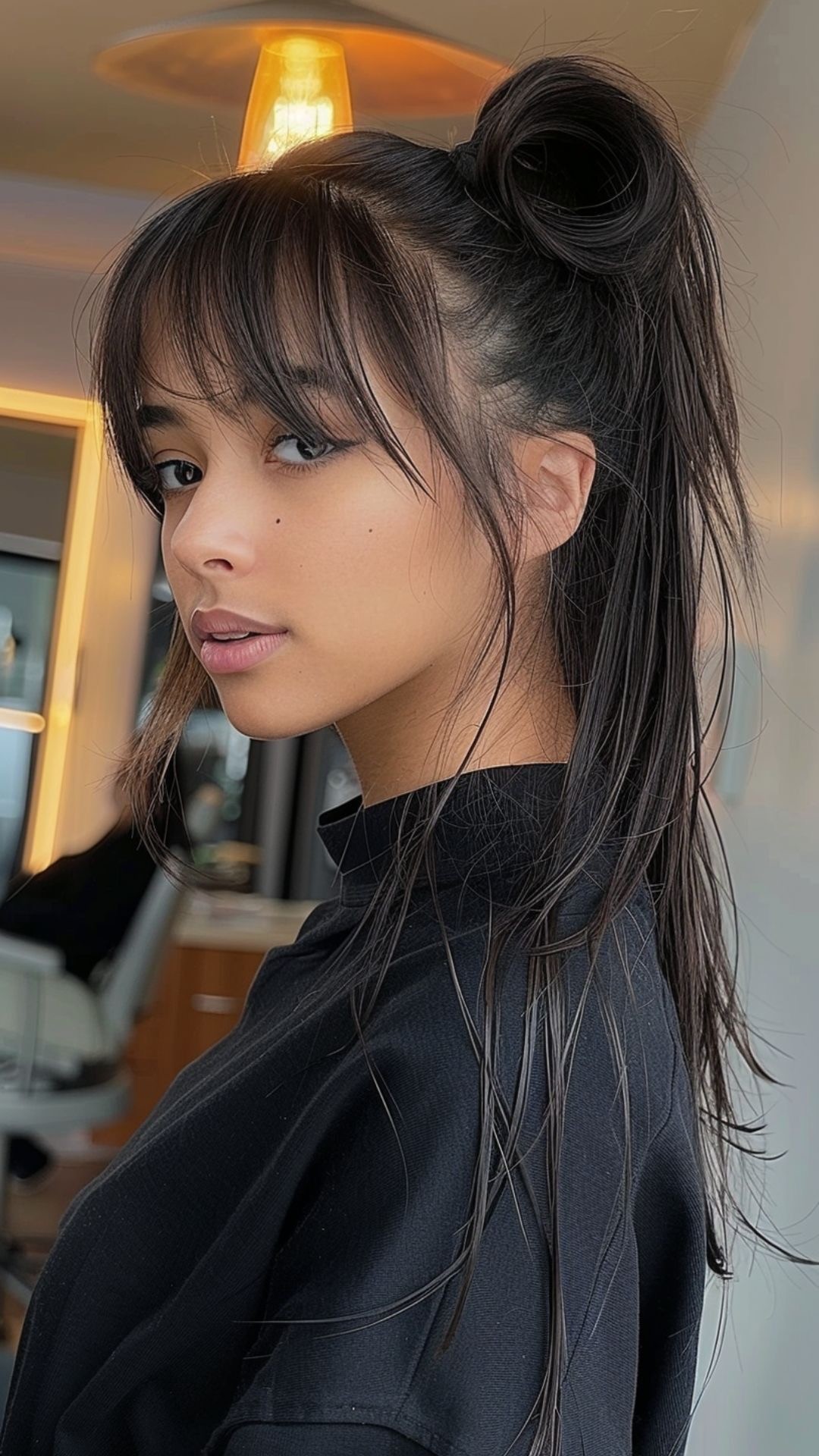 Sleek High Ponytail with Anime Bangs