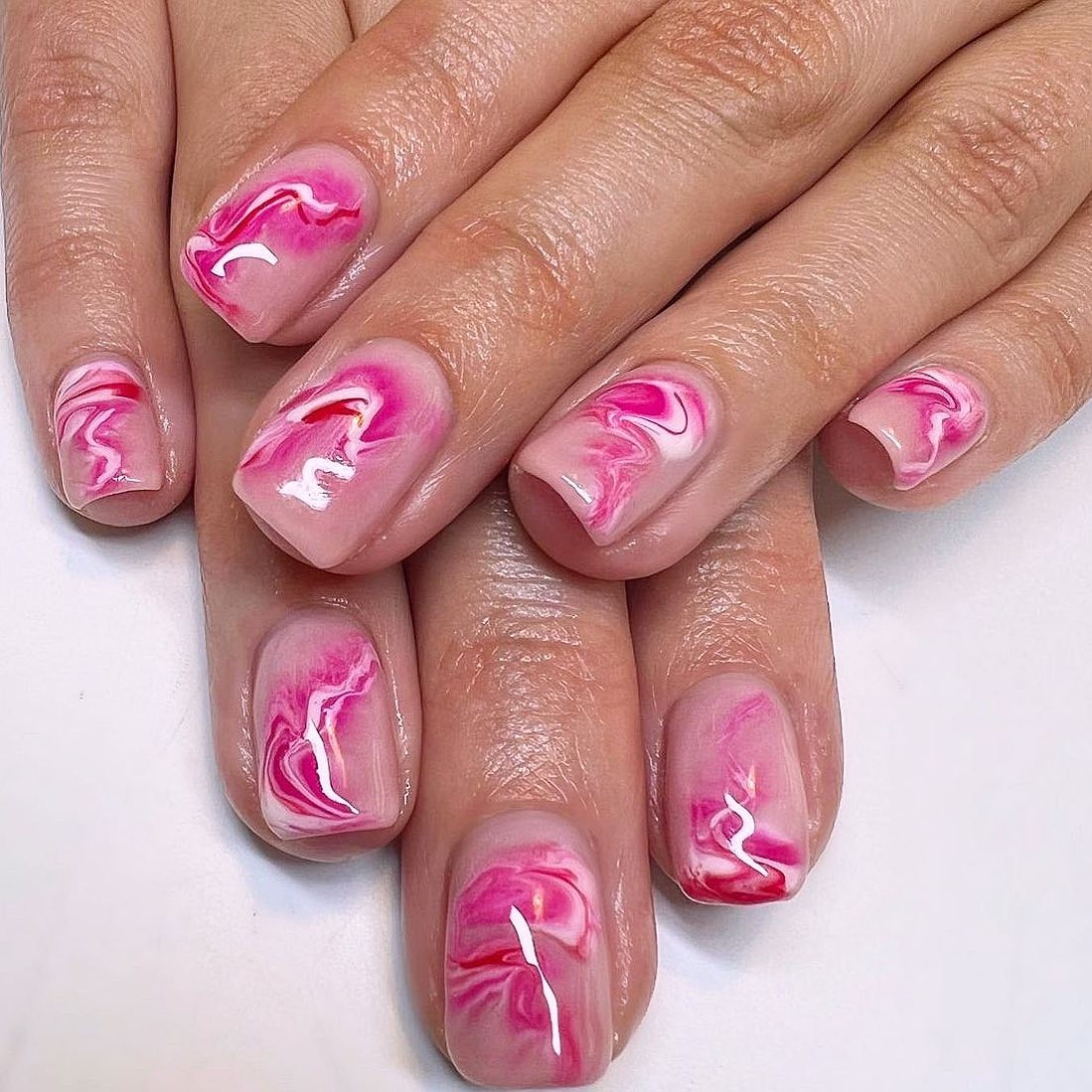 Pink Marble Nails