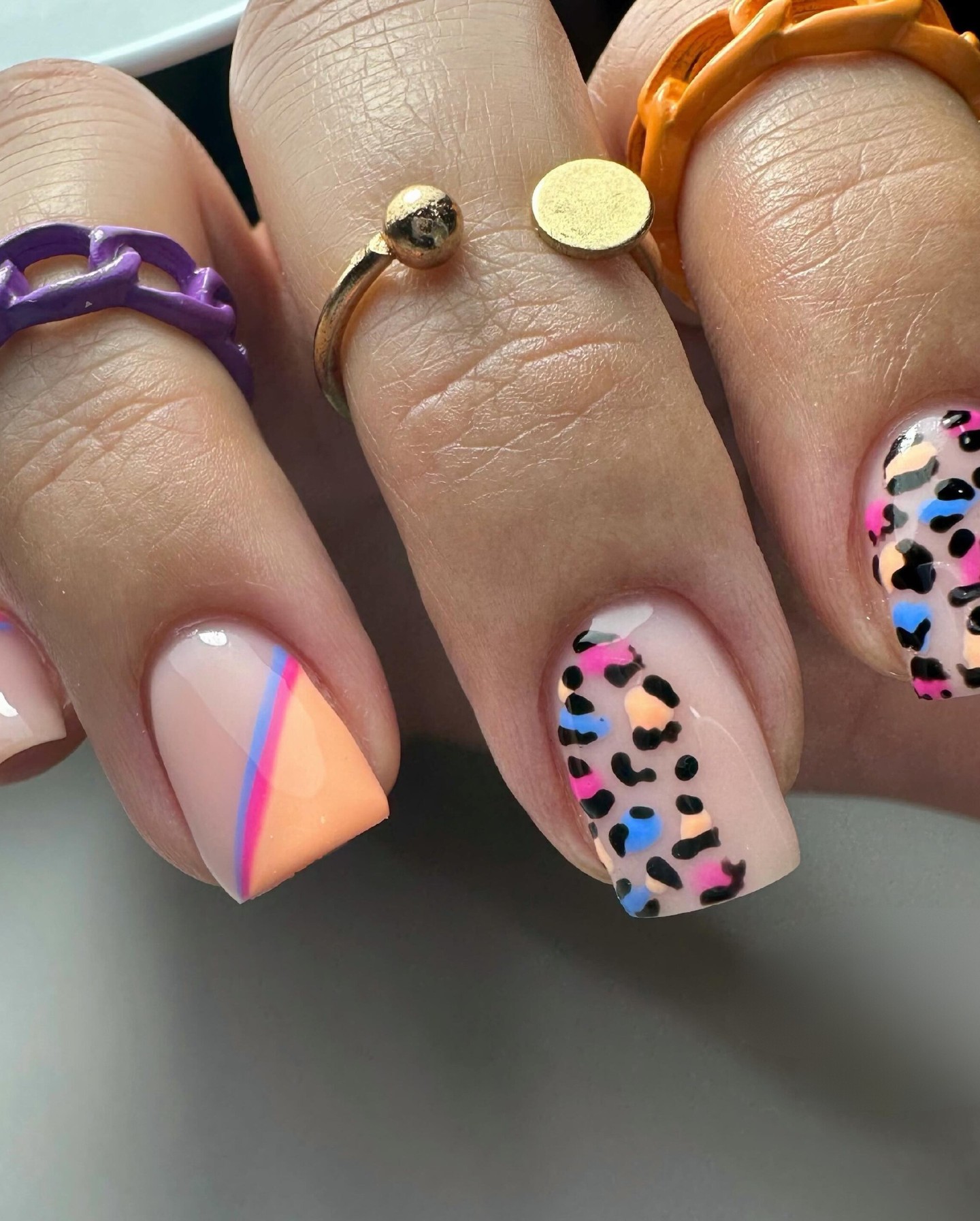 Colorful Leopard and Abstract Nails