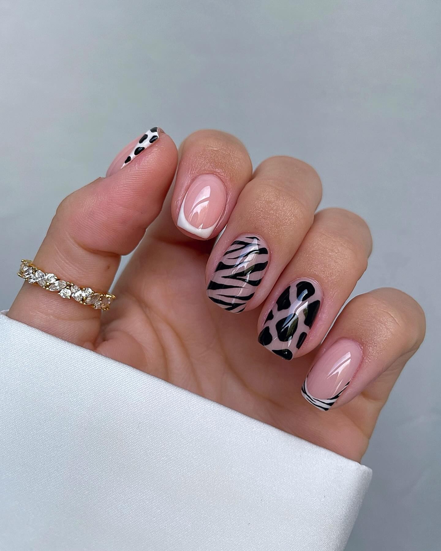 Minimalist Zebra and Leopard Nails