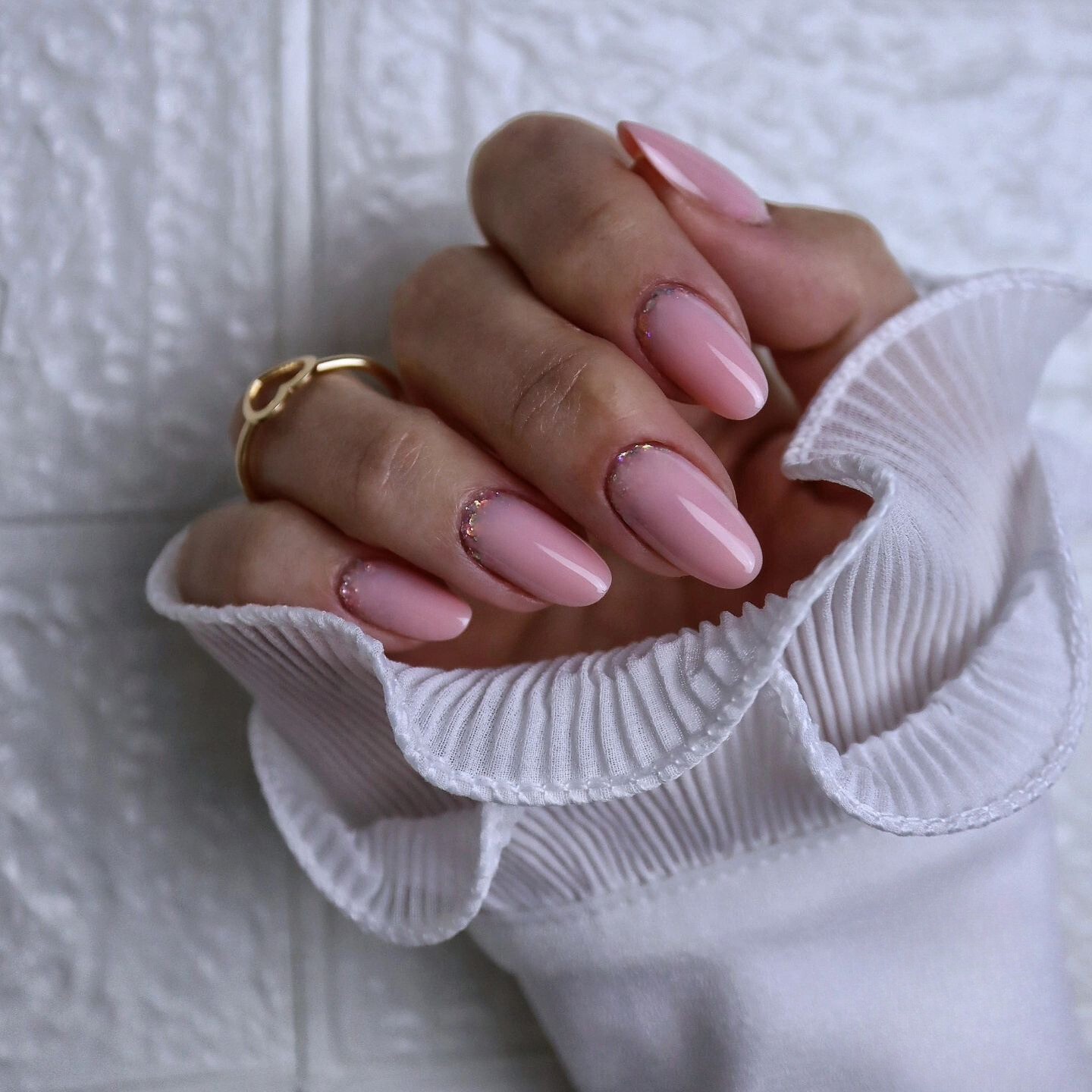 Delicate Pink with Glitter Accent