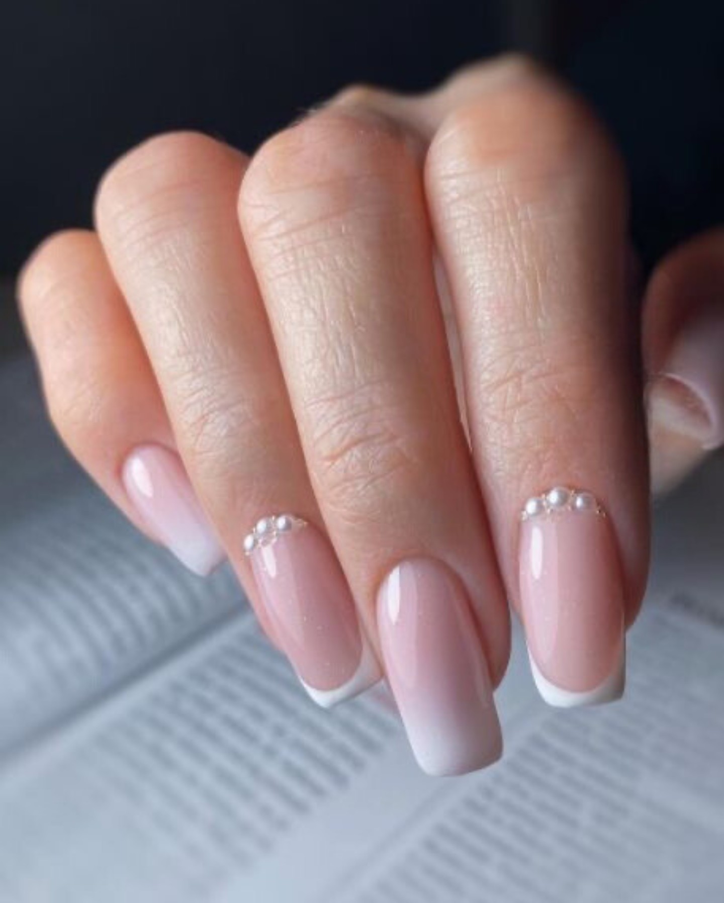 Petite Pearls on Pink Ombré