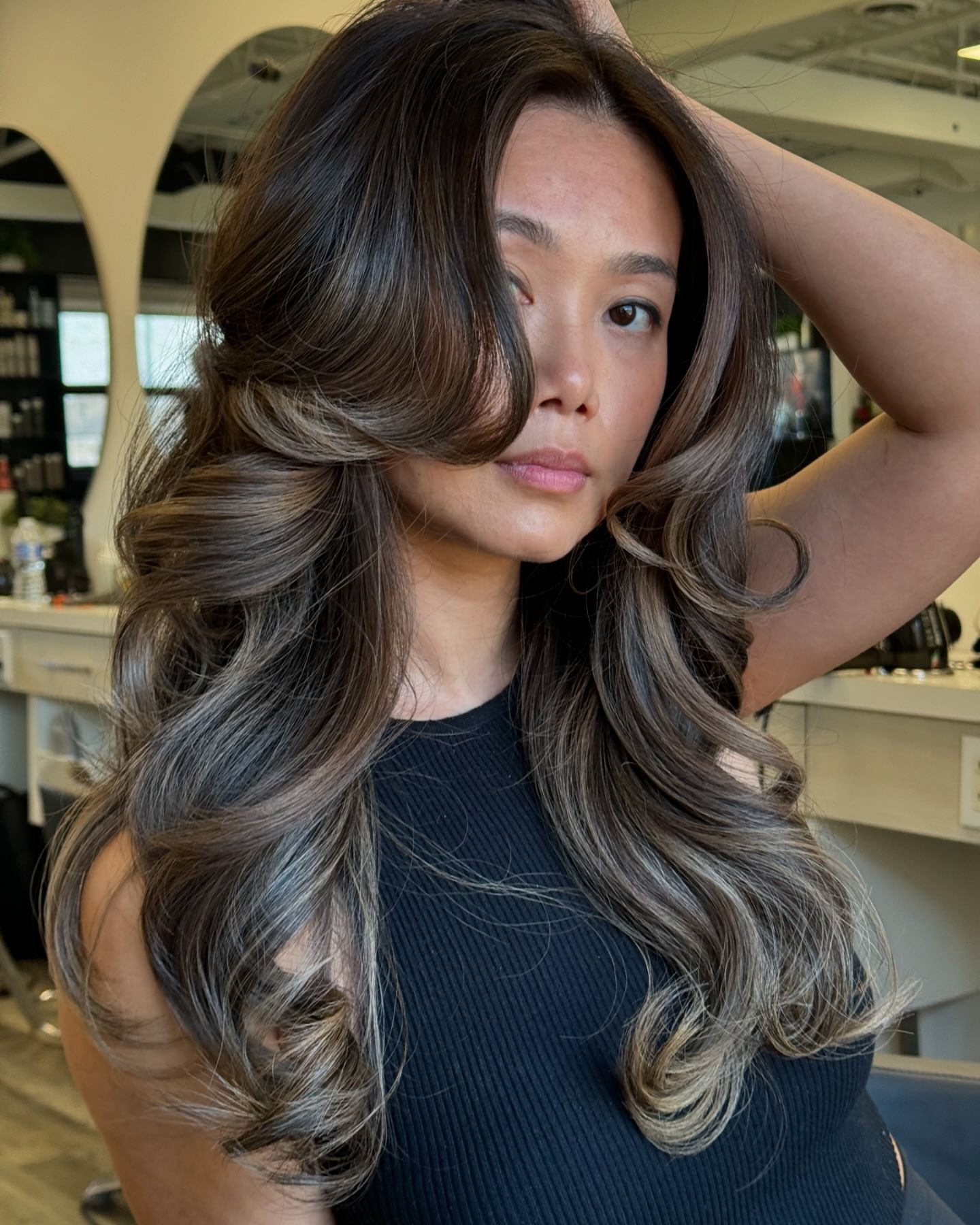 Sophisticated Waves with Blonde Balayage