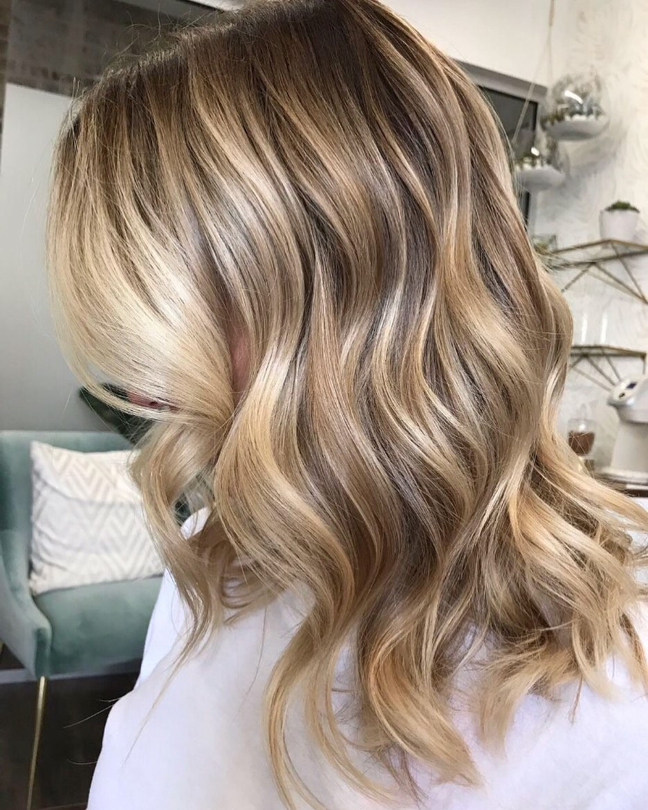 Ash Blonde with Caramel Highlights