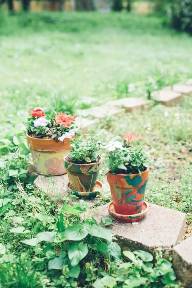 Nail Polish Marbled Planter Design