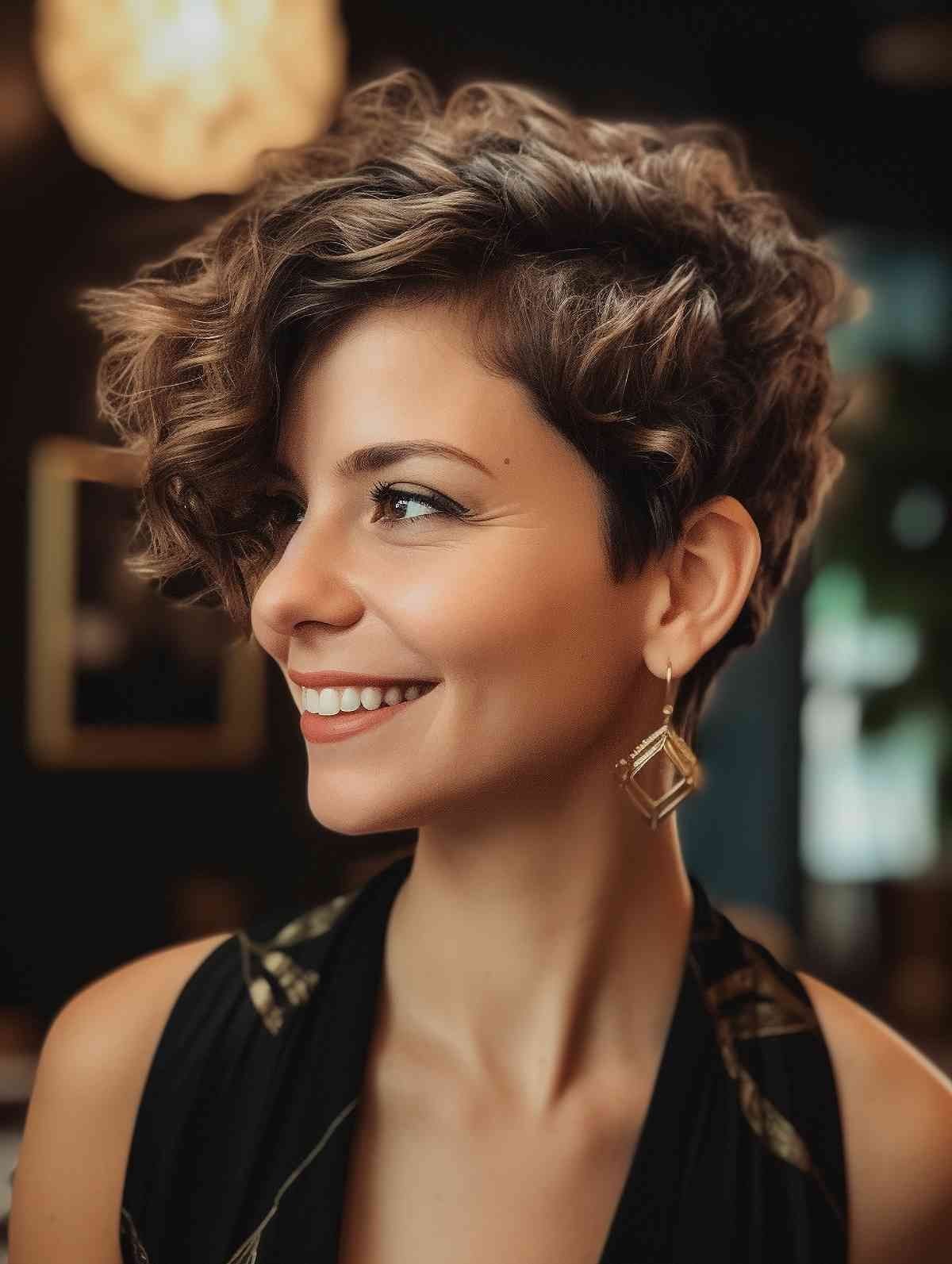 The Soft and Subtle Curly Pixie