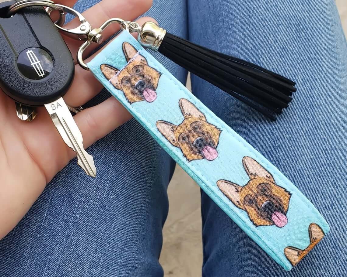 German Shepherd Tasseled Key Fob