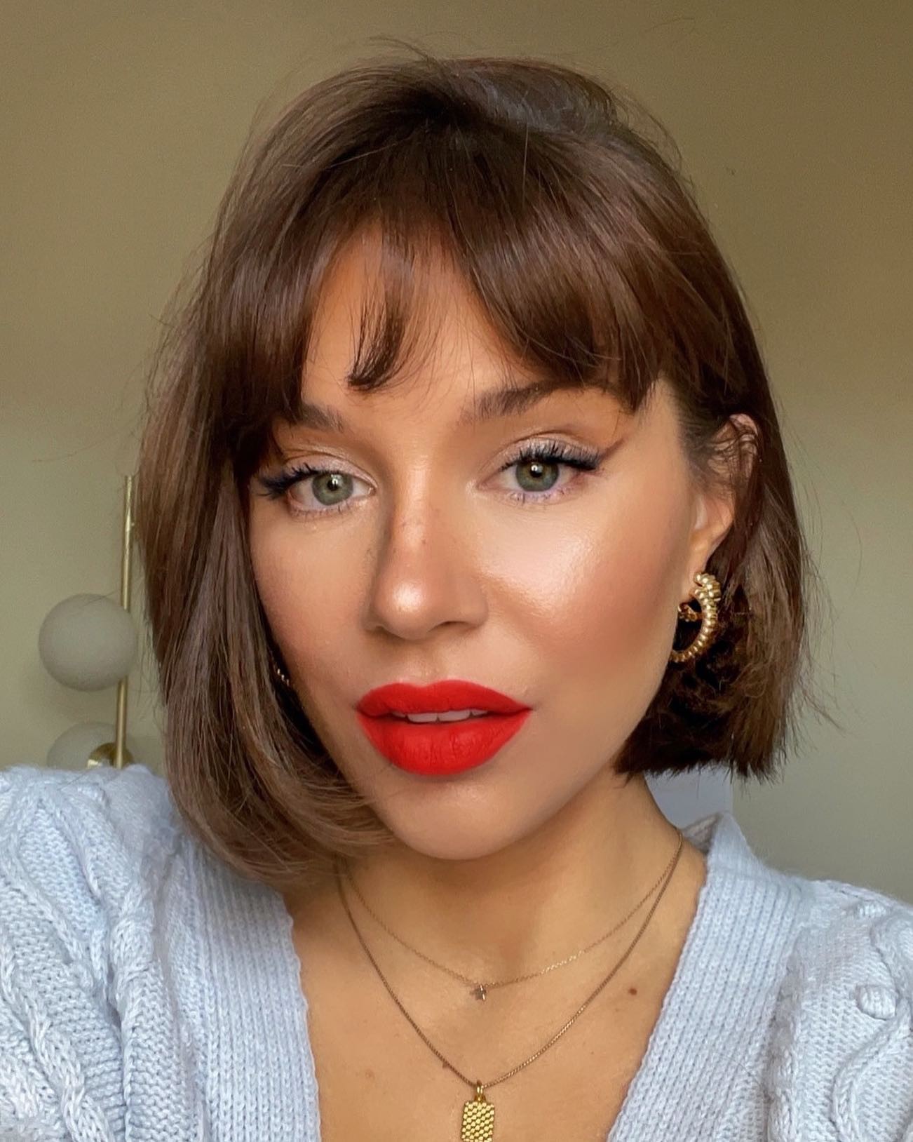 Chic Bob with Red Lips