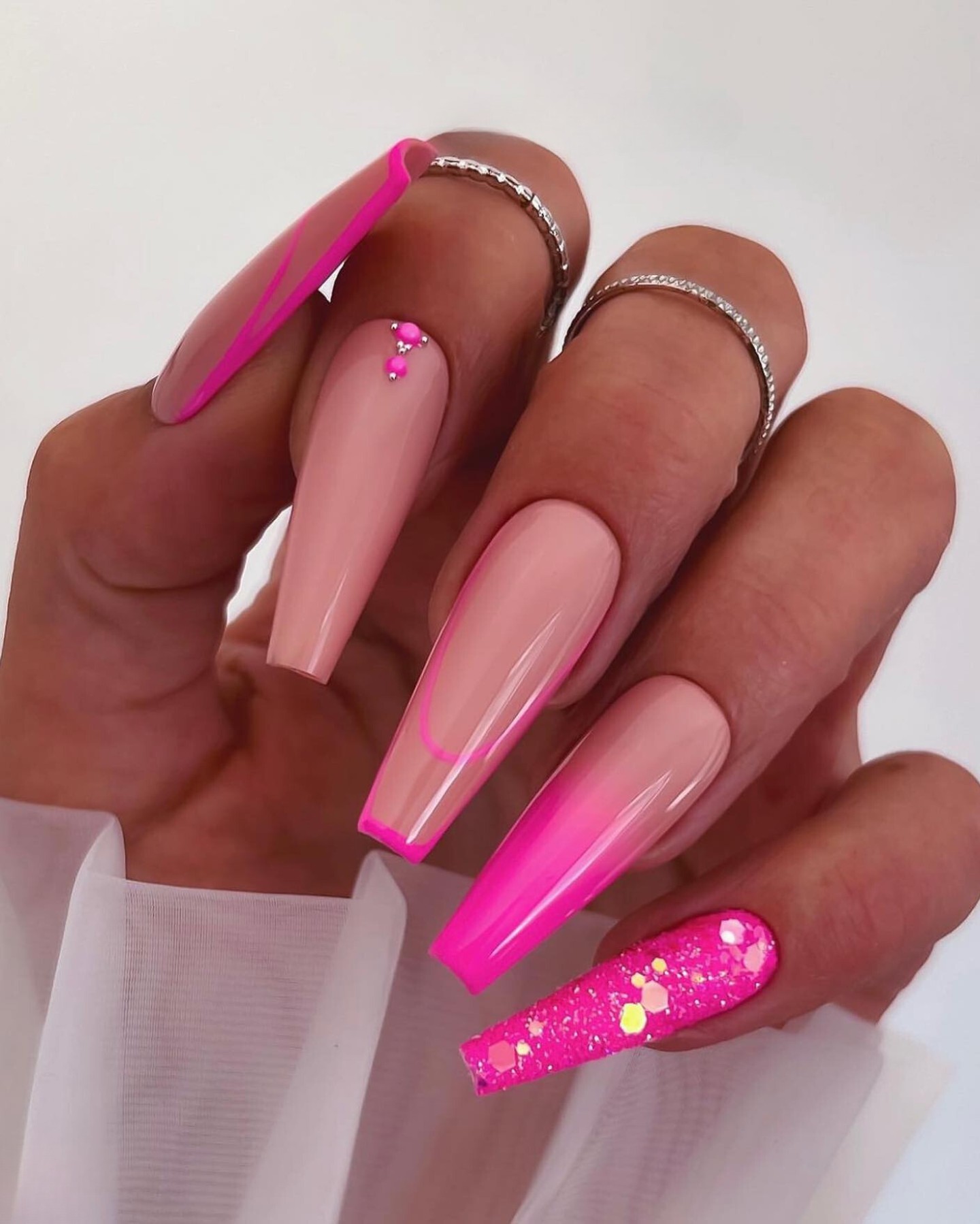 Neon Pink and Glitter Ombre