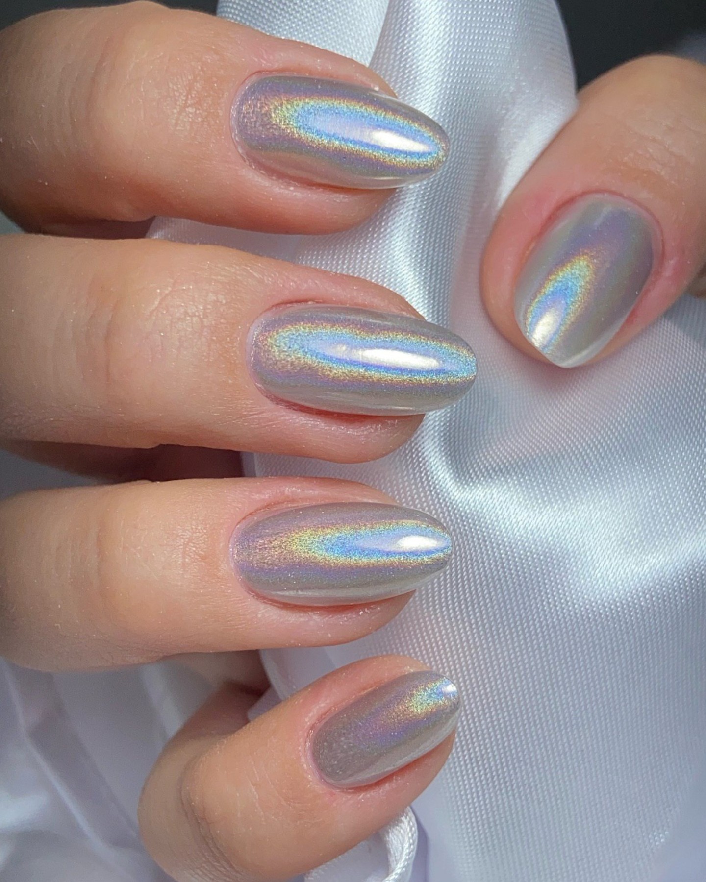 Soft Pastel Holographic Nails