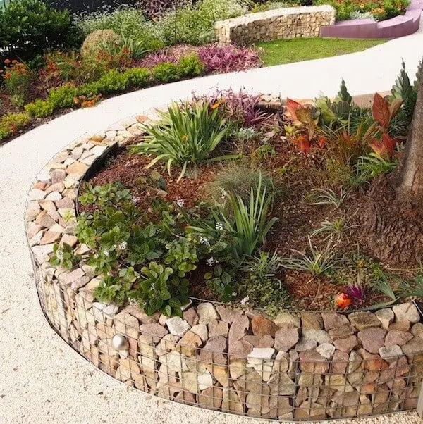 Raised Flower Beds with Stone Walls