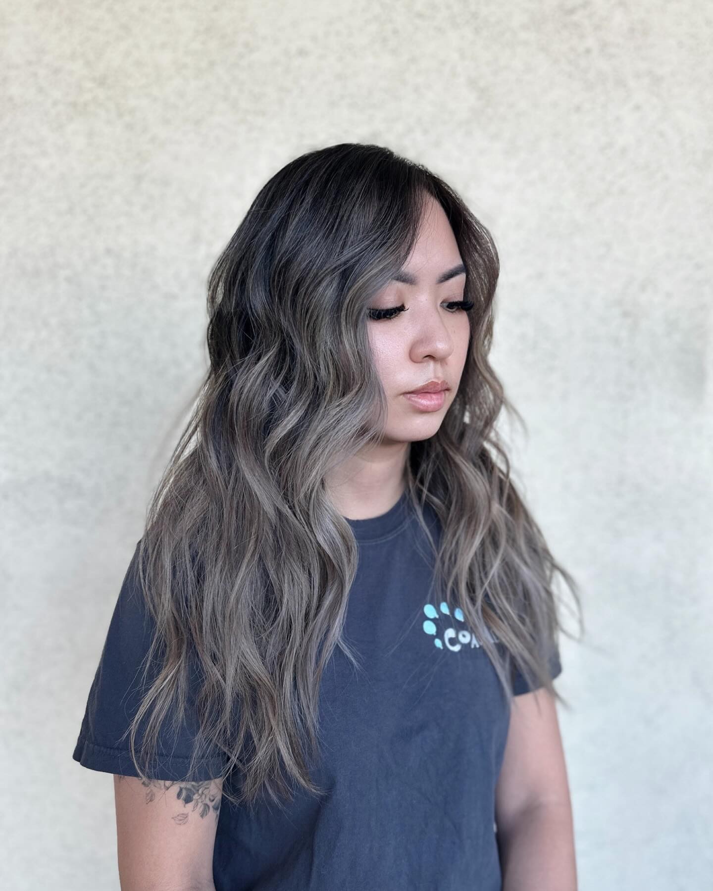 Trendy Tones: Ash Brown with Silver Streaks