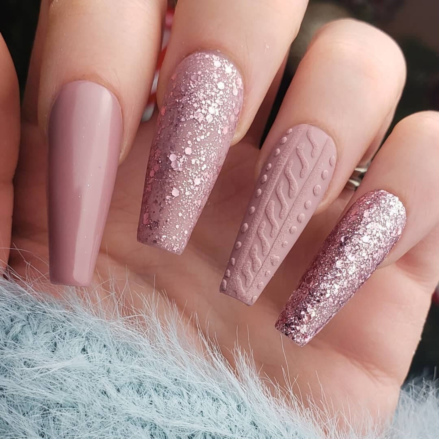 Matte Mauve with Glitter and Texture