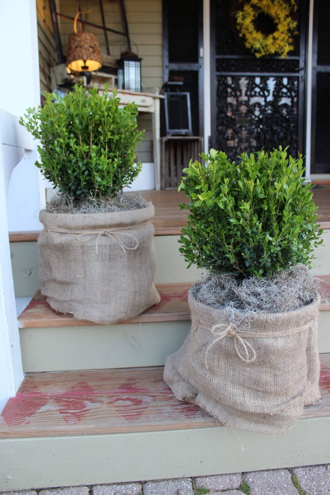 Burlap-Wrapped Rustic Planter with Twine Accent