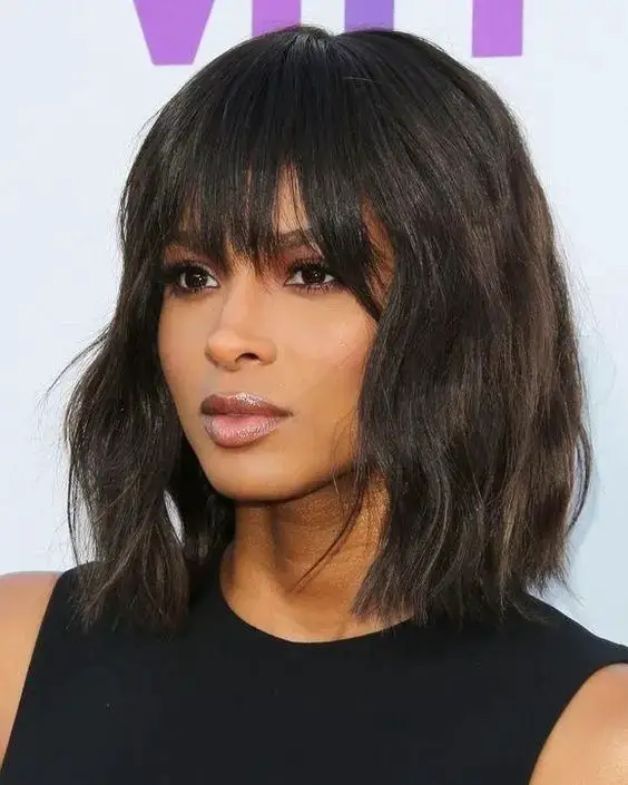 Bangs and Texture: Chic Shaggy Bob