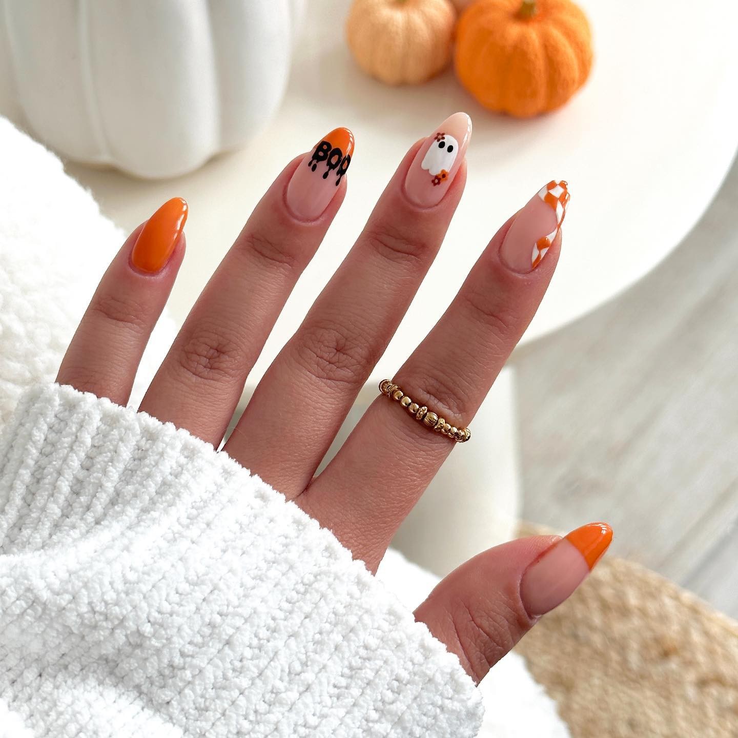 Halloween Checkerboard Nails