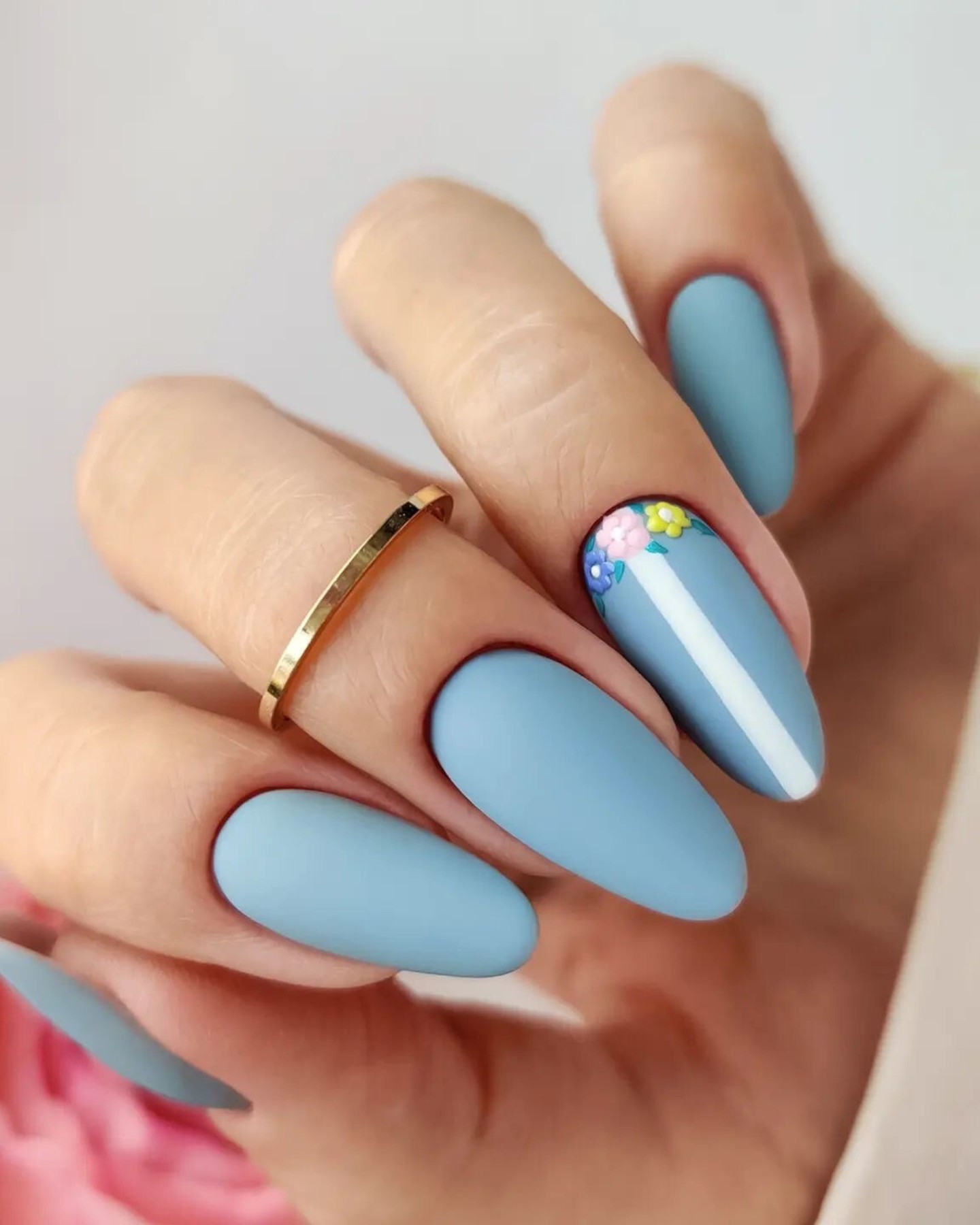 Sky Blue Matte with Floral Pop