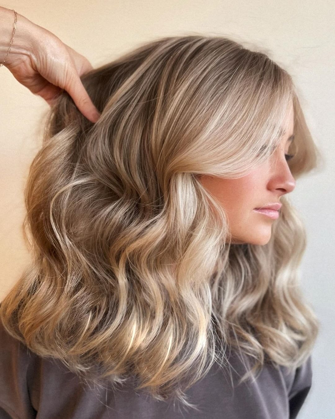 Shimmering Ash Blonde with Textured Curls