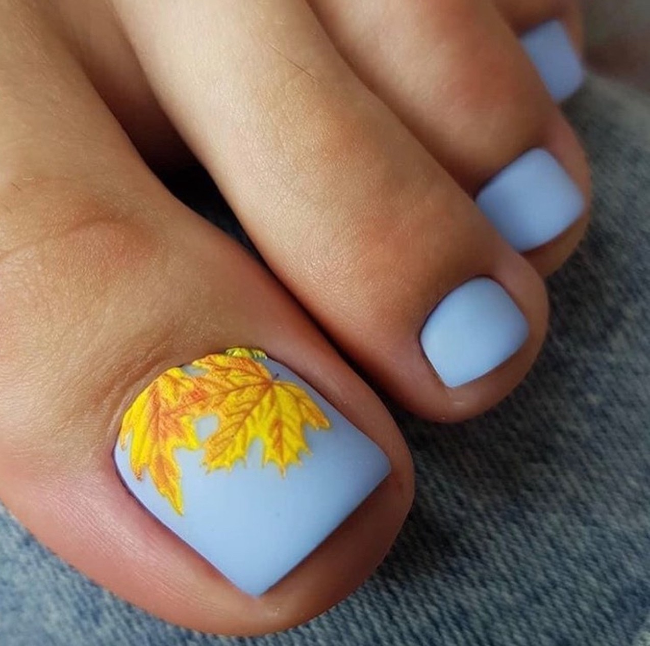 Sky Blue with Golden Leaves