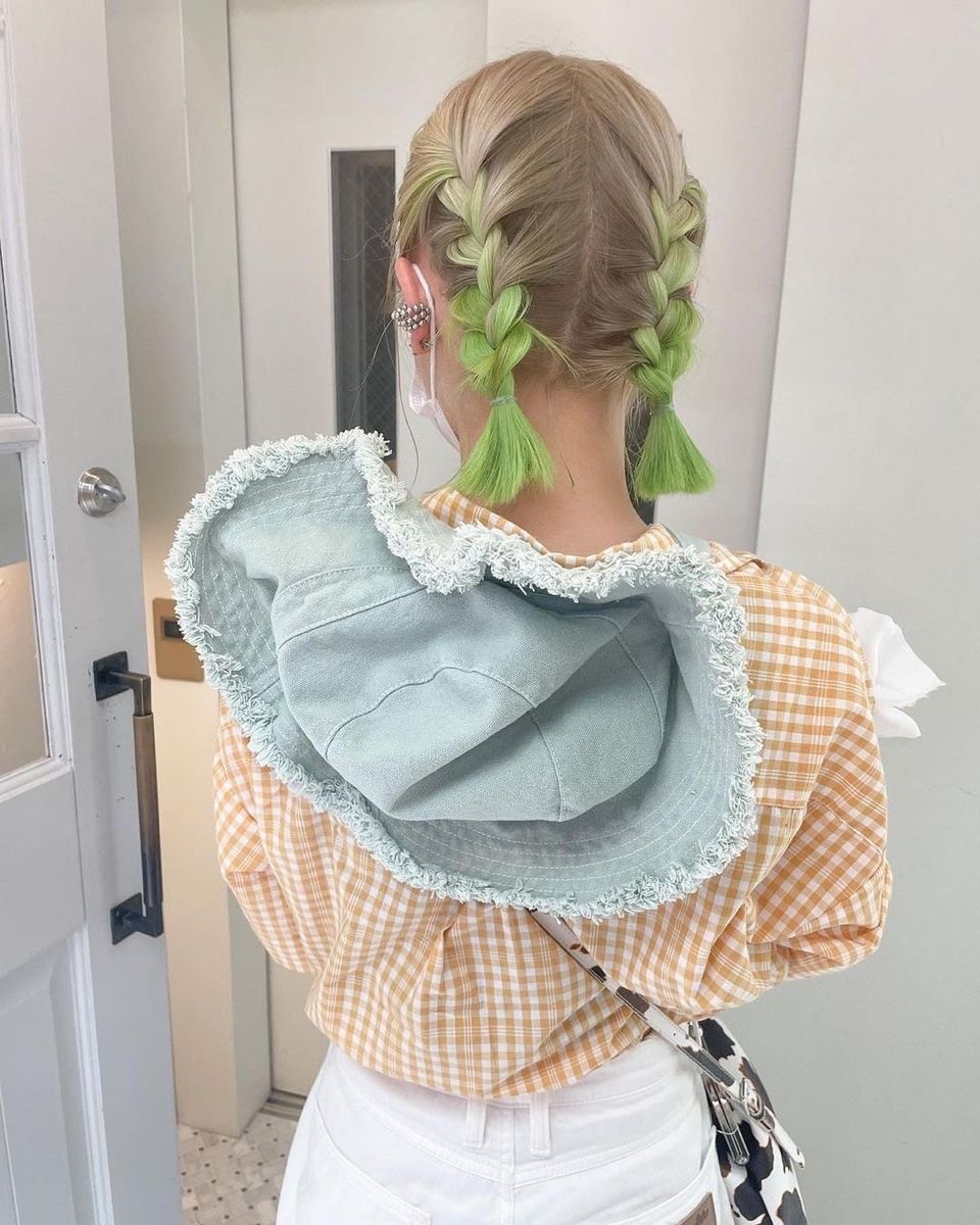 Green Blonde Braids