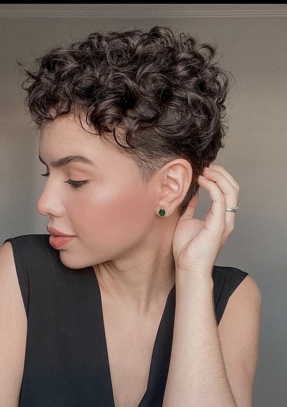 Chic and Defined Curly Pixie